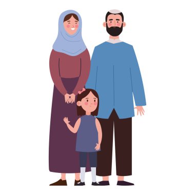 Yahudi ebeveynler ve kız resimleri izole edilmiş.