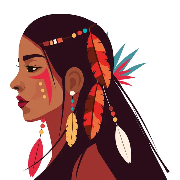Native American Girl Illustration Isolated — Stock Vector