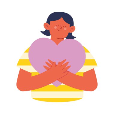 Sarılma günü görüntüsü, kalp taşıyıcısına sarılan kadının izole edilmiş hali.