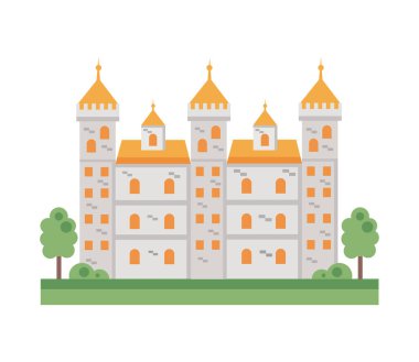 Almanya Neuschwanstein Kalesi çizim vektörü izole edildi