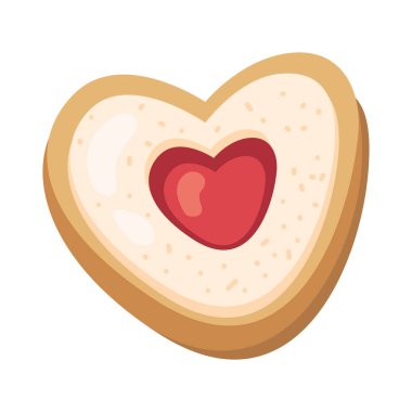 kalp şeklindeki tatlı kurabiye vektörü izole edildi