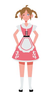 Dirndl illüstrasyon giyen Alman kadın