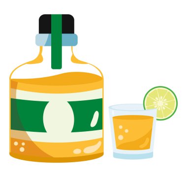 Meksika mezcal şişe alkol illüstrasyonu