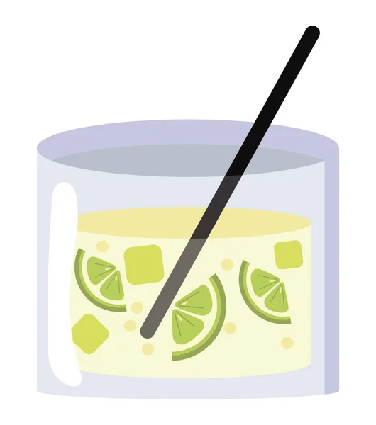 Caipirinha Cocktail Glas Illustratie Vector Geïsoleerd — Stockvector