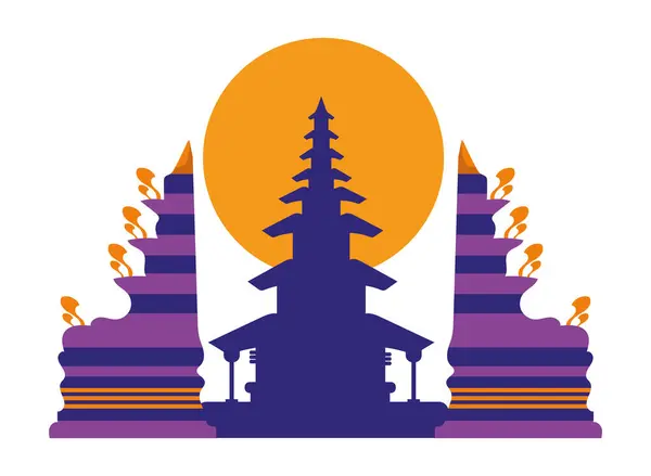Ulum Danu Pura Luhur Lempuyang Temples Vector Isolated — Stock Vector
