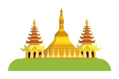 Myanmar pagoda shwedagon tapınak tasarım vektörü izole edildi