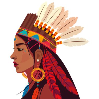 Başlık çizimi olan Amerikan yerlisi bir kız.