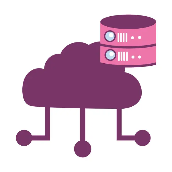 Database Cloud Server Con Circuiti Vettoriali Isolati — Vettoriale Stock
