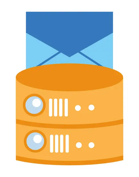 Serveur Bases Données Vecteur Enveloppe Isolé — Image vectorielle