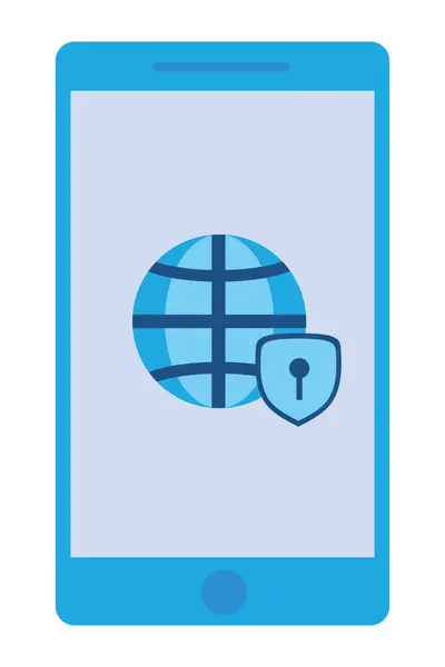 単離されたパスワードベクターが付いている電話のデータ セキュリティのイラスト — ストックベクタ