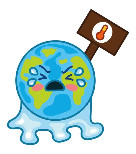 Global Warming Illustration World Angry Sweating Vector Isolated — Stock Vector