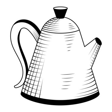 Kahve demliği çizimi izole edilmiş.