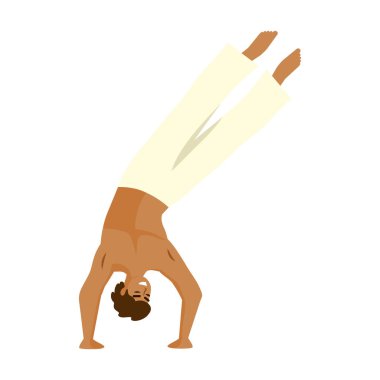 Genç adam ve capoeira çizimi izole edildi