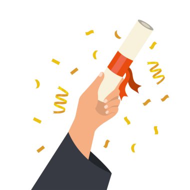 mezuniyet diploması illüstrasyonu izole edildi