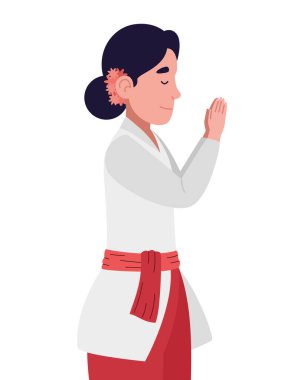 Nyepi kadını münzevi illüstrasyon için dua ediyor