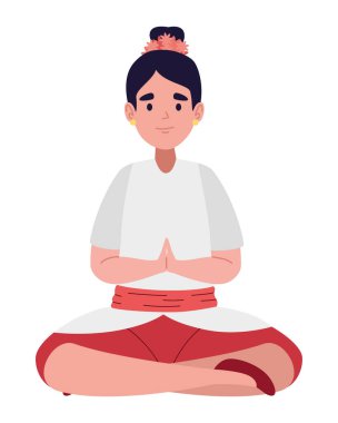 Lotus 'taki nyepi kadın izole bir illüstrasyon oluşturuyor.