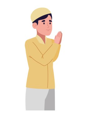 Idul Fitri, izole edilmiş bir illüstrasyon için dua ediyor.