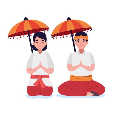 Şemsiyeli nyepi çifti