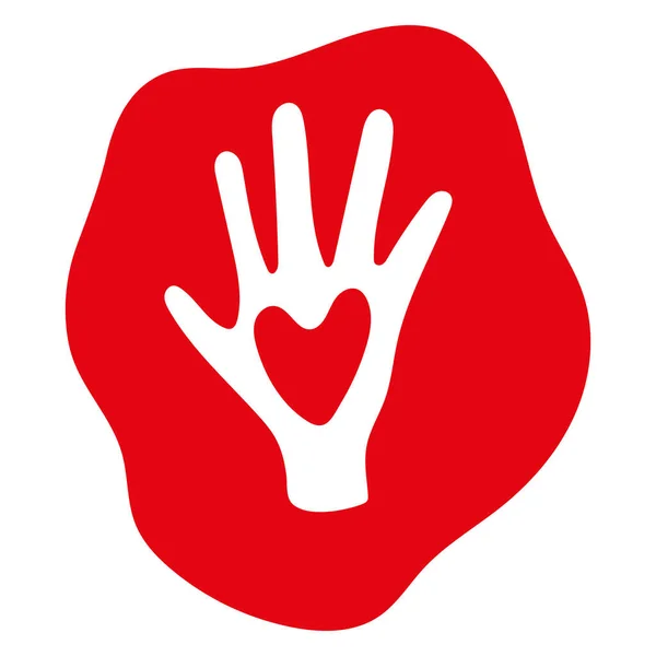 Rode Hand Dag Met Een Hart Vector Geïsoleerd — Stockvector