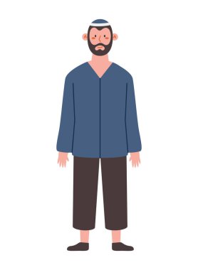 Kippah vektörü olan Yahudi adam izole edildi.