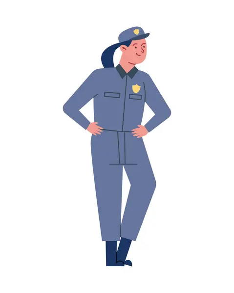 Ilustración Día Policía Con Vector Mujer Oficial Aislado — Archivo Imágenes Vectoriales