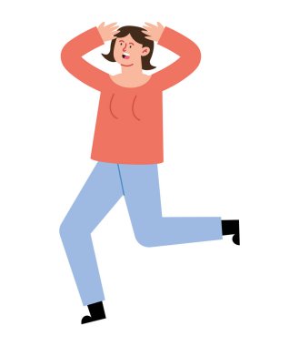 Deprem çizimi izole edilmiş bir kadın vektörü