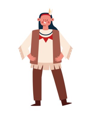 Kızılderili erkek vektörü izole edildi.