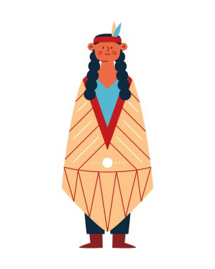 Kızılderili erkek vektörü izole edildi.