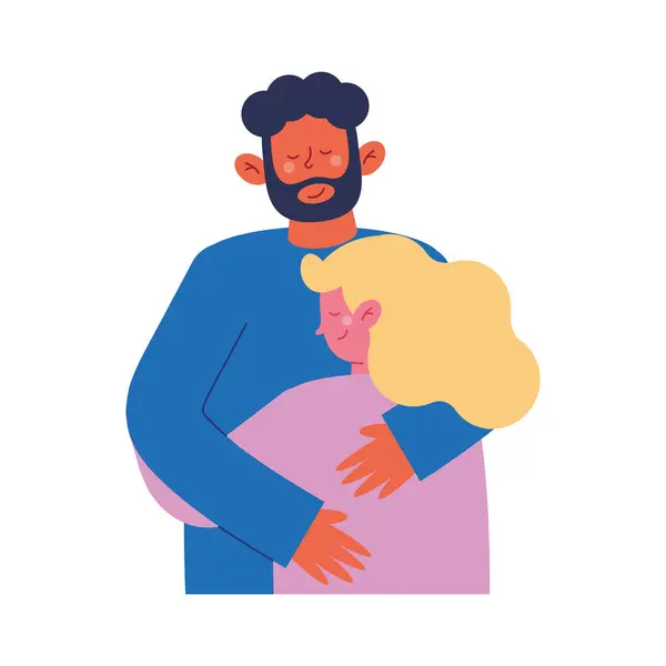 Hug Day Design Couple Hugging Each Other Vector Isolated — Stock Vector