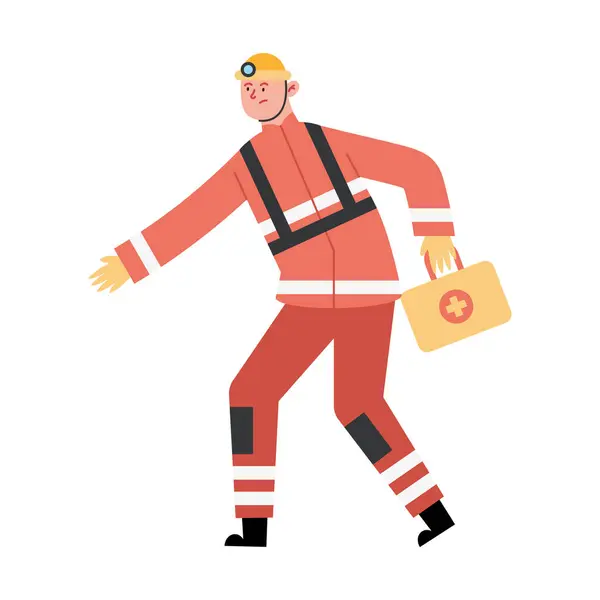 Terremotos Ilustración Vector Hombre Cruz Roja Aislado — Vector de stock