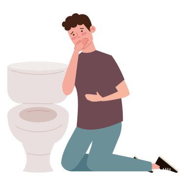 Banyodaki bulimia hastası yalnız bir illüstrasyon.