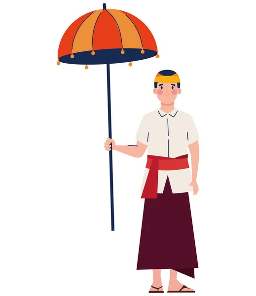 Nyepi Man Umbrella Isolated Illustration — Stock Vector