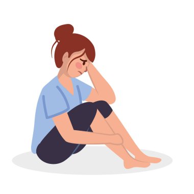 Depresyondaki kadın mutsuz illüstrasyon yalnız