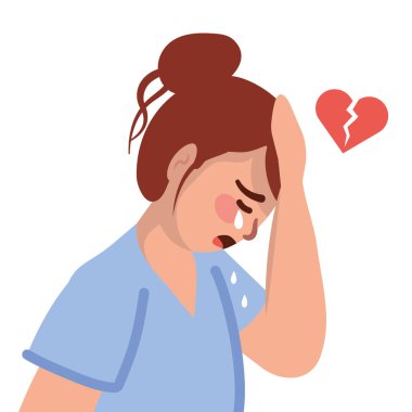 depresyon kadın karakter çizimi izole