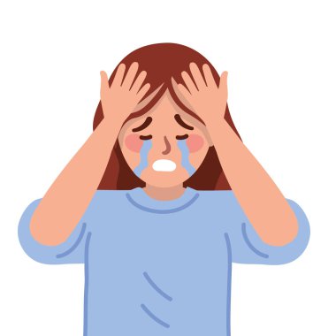 Depresyondaki kadın ağlıyor.