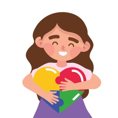 Kalp çizimi olan otistik kız izole edilmiş.