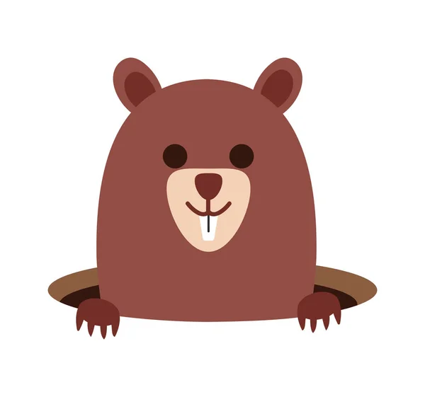 Groundhog Cute Animal Illustration Isolated — Stock Vector