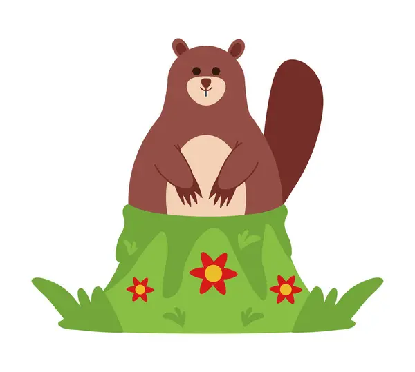 Groundhog Wildlife Animal Illustration Isolated — Stock Vector