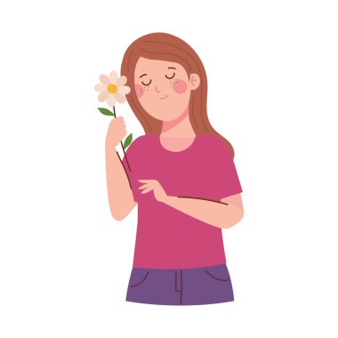 Çiçek illüstrasyonlu kadınlar günü kadını