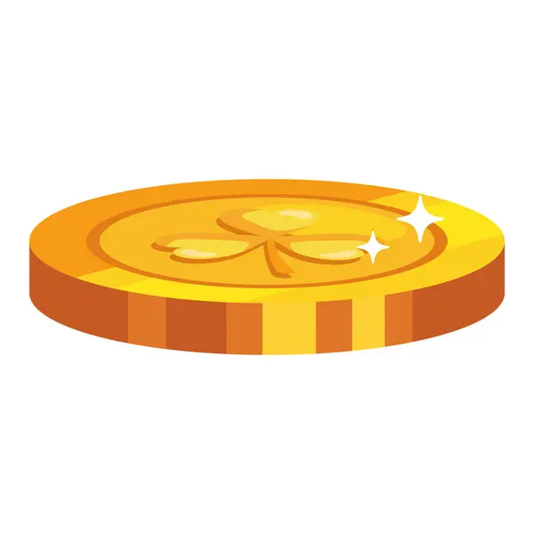 Saint Patricks Day Gold Coin Illustration Design — Stock Vector