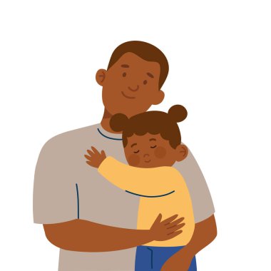 Baba kızının çizim tasarımını taşıyor.