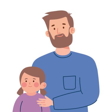 baba ve küçük kız çizim tasarımı