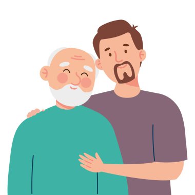 Yaşlı baba ve oğul çizimi