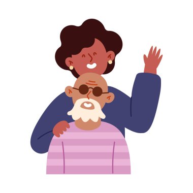 Yaşlı baba ve yetişkin kız çizimi