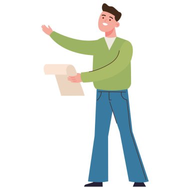 Şair adam çizgi film illüstrasyon vektörü