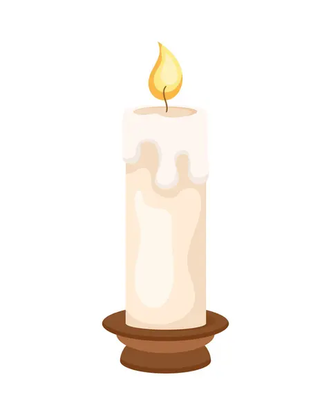 Lit White Candle Isolated Illustration — Stock Vector