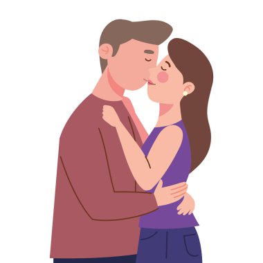 Romantik izole resimlerle öpüşen çift