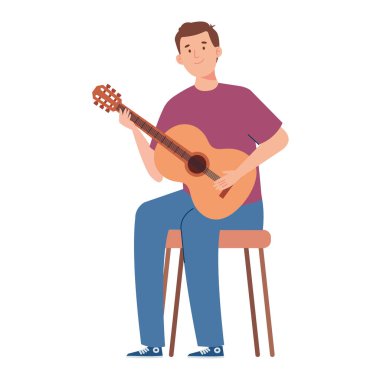 Sanatçı gitarist erkek illüstrasyon vektörü