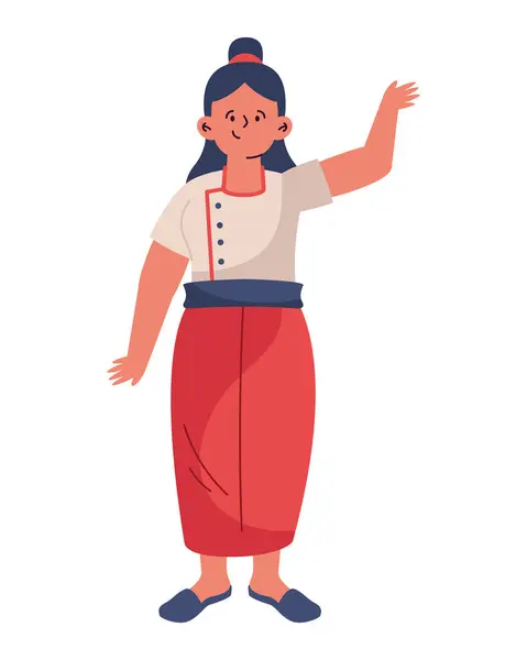 Myanmar Glückliche Frau Illustrationsvektor — Stockvektor