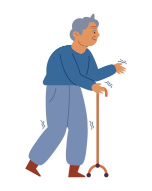 Parkinson Yaşlı Adam Çizim Vektörü